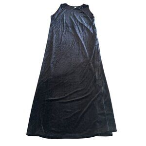 Eileen Fisher Womens Black Velvet Sleeveless Maxi Dress Made In USA, Size L